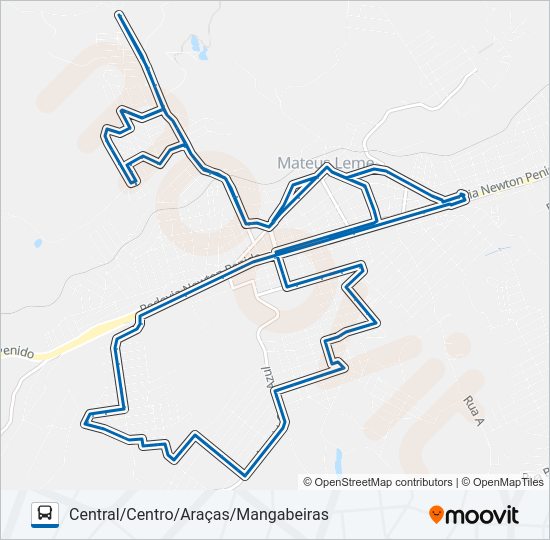 Mapa da linha 2000/2100 de ônibus