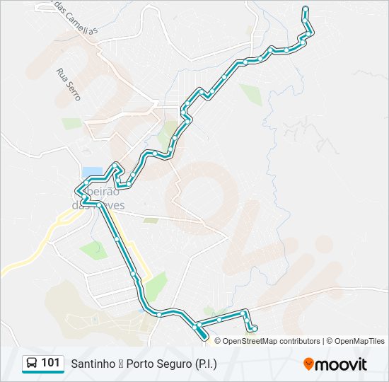 Mapa da linha 101 de ônibus