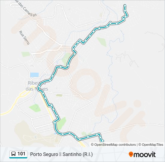Mapa da linha 101 de ônibus