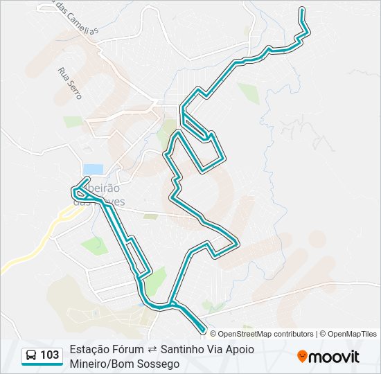 Mapa da linha 103 de ônibus