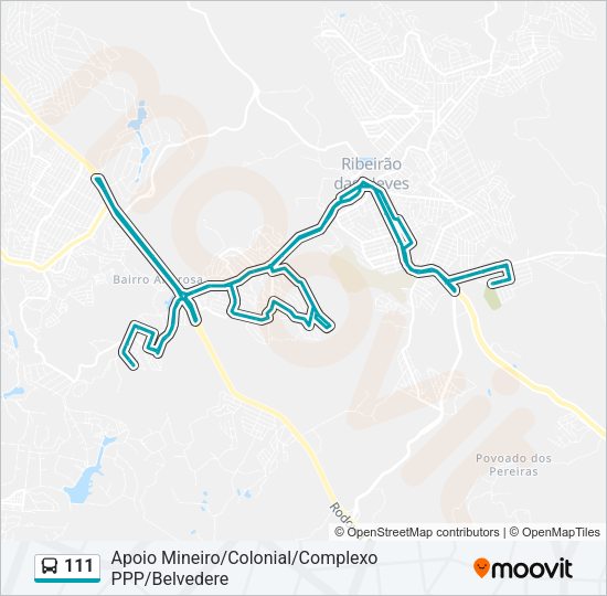 Mapa da linha 111 de ônibus