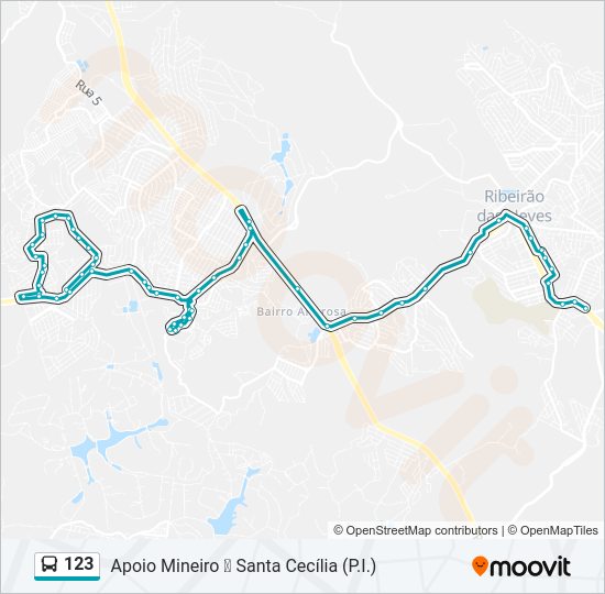 Mapa da linha 123 de ônibus