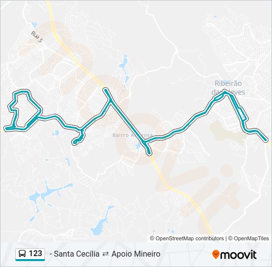 Mapa da linha 123 de ônibus