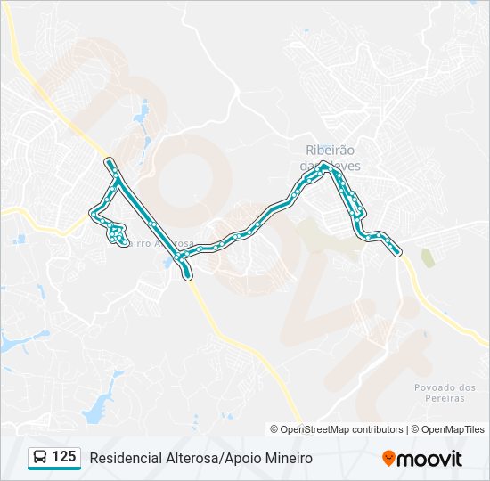 Mapa da linha 125 de ônibus