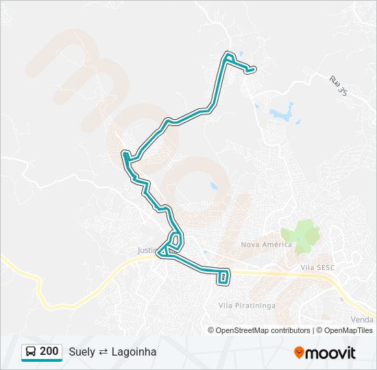 Mapa da linha 200 de ônibus