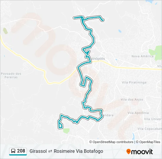 208 Bus Line Map