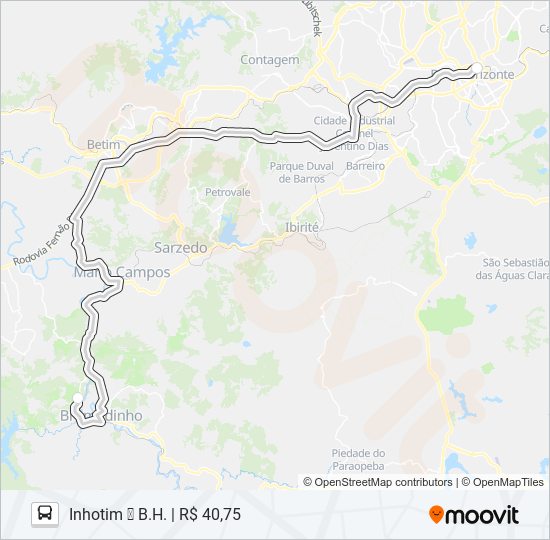 INHOTIM (SARITUR) bus Line Map