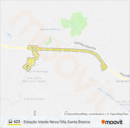 Rota Da Linha 623 Horarios Paradas E Mapas Estacao Venda Nova Vila Santa Branca