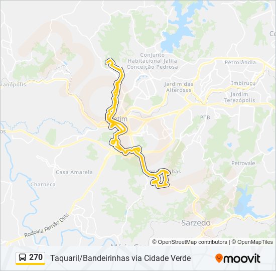 Mapa da linha 270 de ônibus