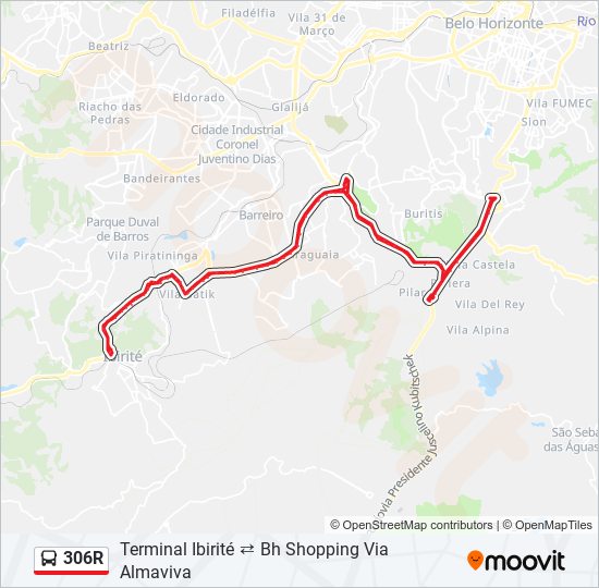 Mapa da linha 306R de ônibus