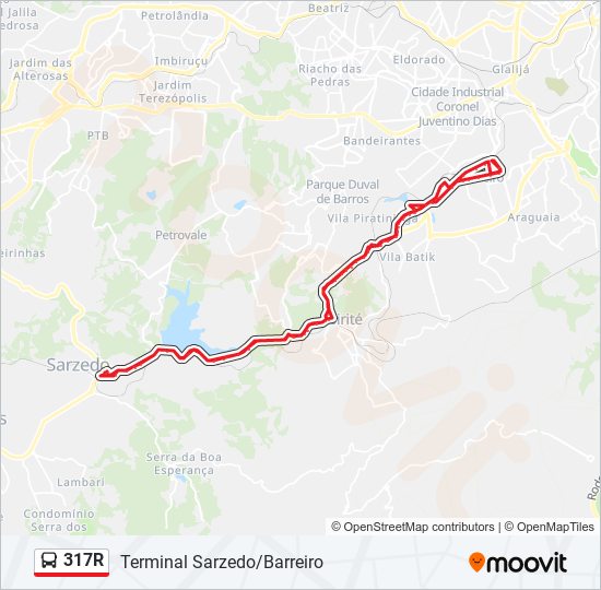 Mapa de 317R de autobús