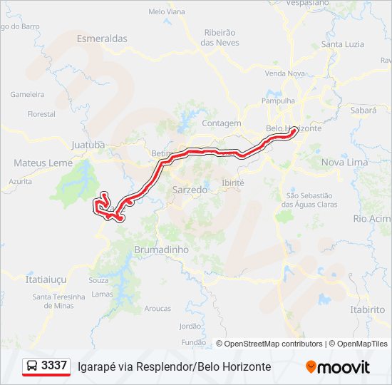 Mapa da linha 3337 de ônibus