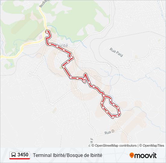 Mapa da linha 3450 de ônibus