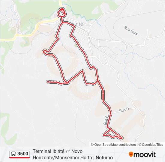 Mapa da linha 3500 de ônibus