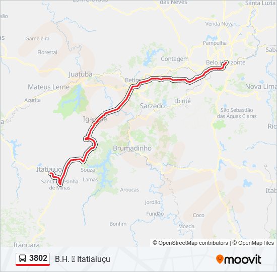 Mapa da linha 3802 de ônibus