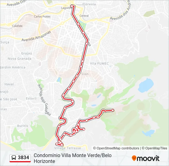3834 Bus Line Map