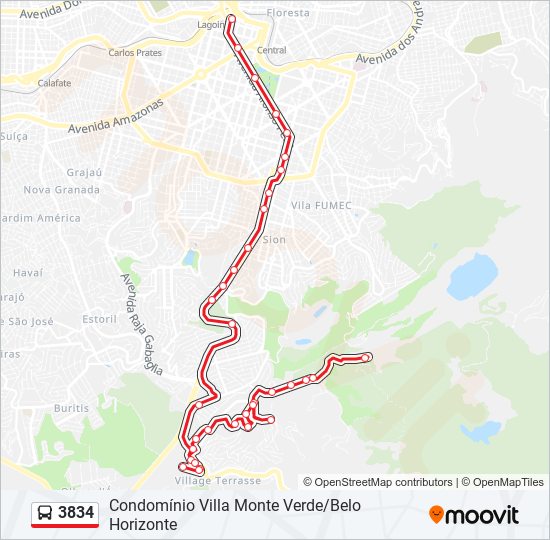 Mapa de 3834 de autobús