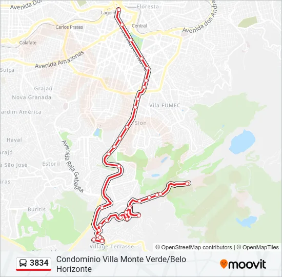 3834 Bus Line Map