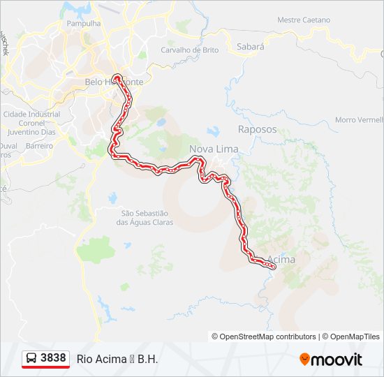 Mapa de 3838 de autobús