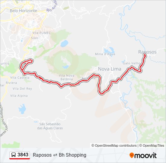 Mapa de 3843 de autobús