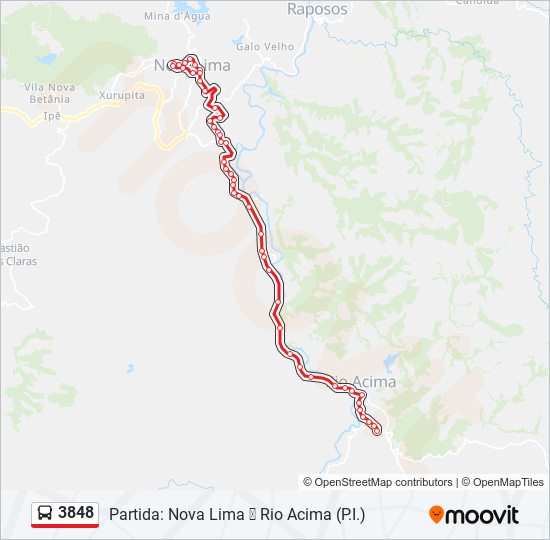 Mapa de 3848 de autobús