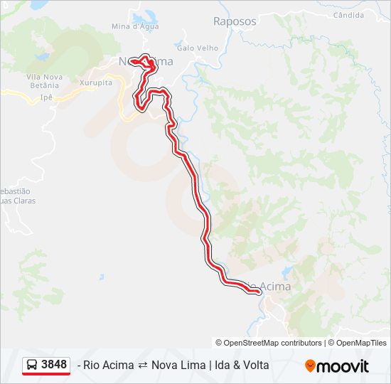 Mapa de 3848 de autobús