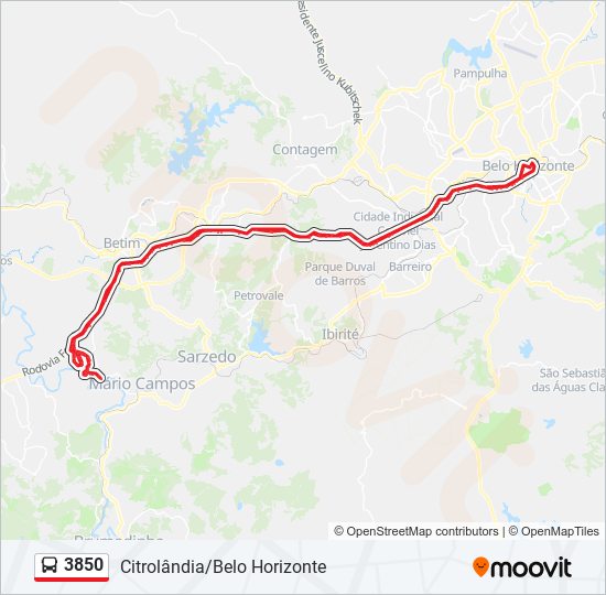 Mapa de 3850 de autobús