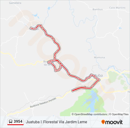Mapa da linha 3954 de ônibus