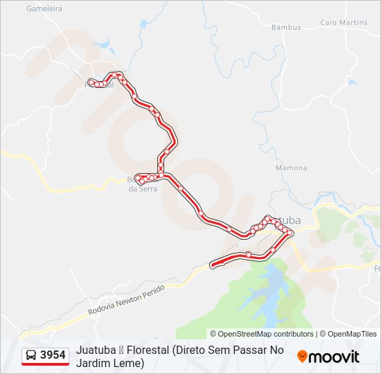 Mapa da linha 3954 de ônibus