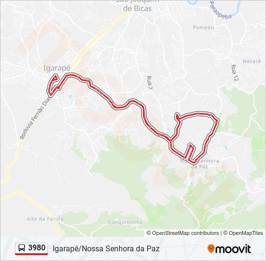 Mapa de 3980 de autobús