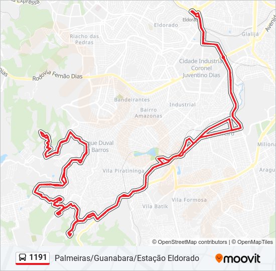 Mapa de 1191 de autobús