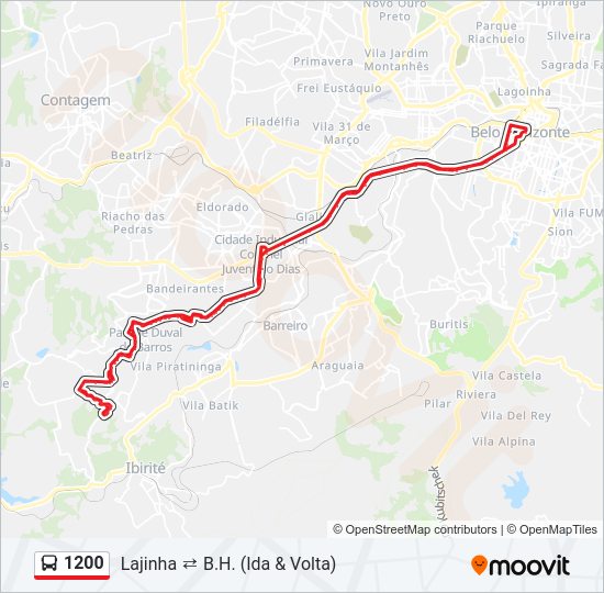 Mapa de 1200 de autobús