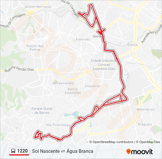 Mapa de 1220 de autobús