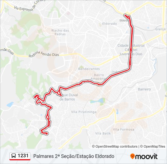 Mapa de 1231 de autobús