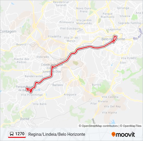 Mapa da linha 1270 de ônibus