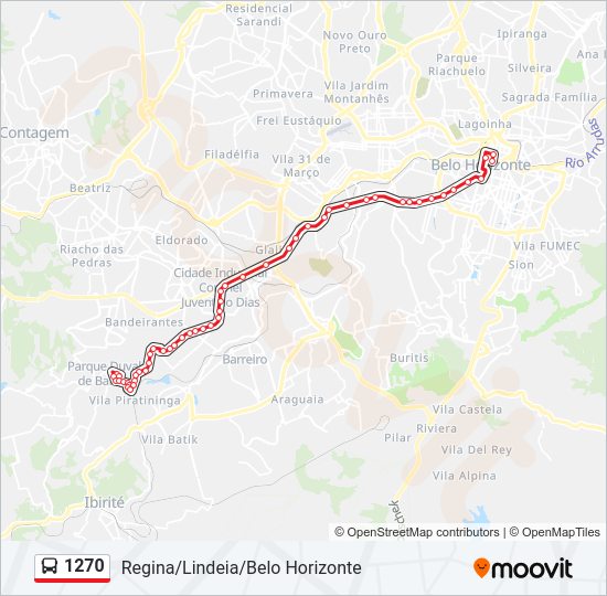 Mapa da linha 1270 de ônibus