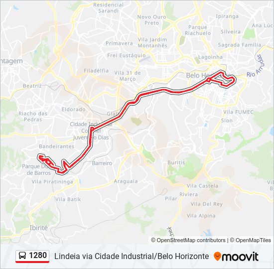 Mapa de 1280 de autobús