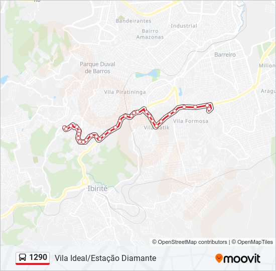 Mapa de 1290 de autobús