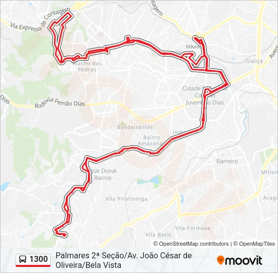 1300 Bus Line Map