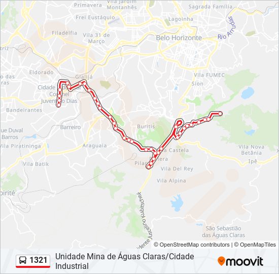 Mapa da linha 1321 de ônibus