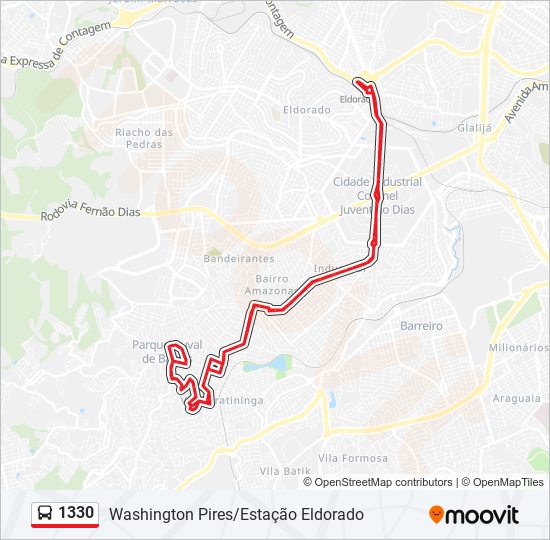 Mapa de 1330 de autobús