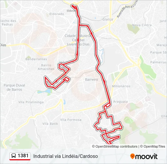 1381 Bus Line Map