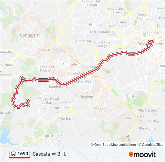 Mapa da linha 1690 de ônibus