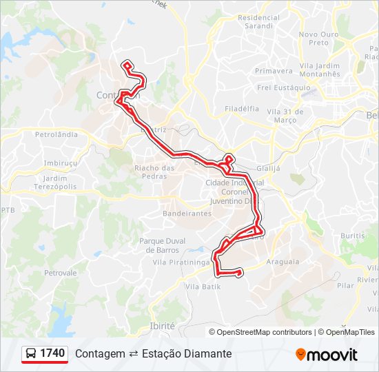 Mapa da linha 1740 de ônibus