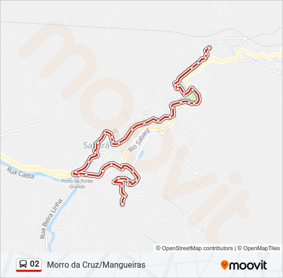 Mapa da linha 02 de ônibus