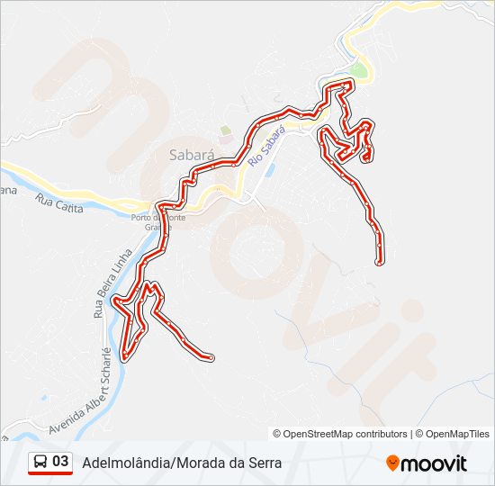 Mapa da linha 03 de ônibus