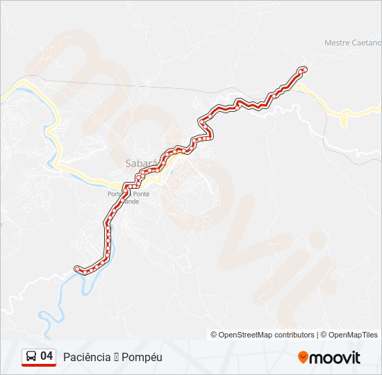 Mapa da linha 04 de ônibus