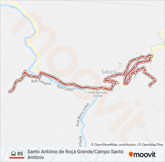 Mapa da linha 05 de ônibus