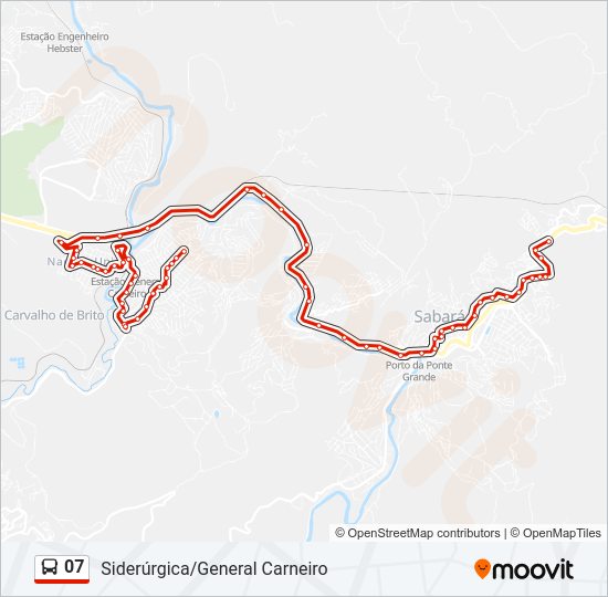 Mapa da linha 07 de ônibus