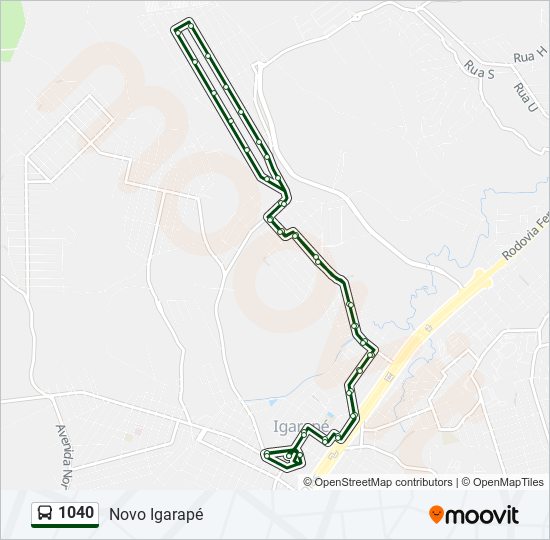 Mapa da linha 1040 de ônibus